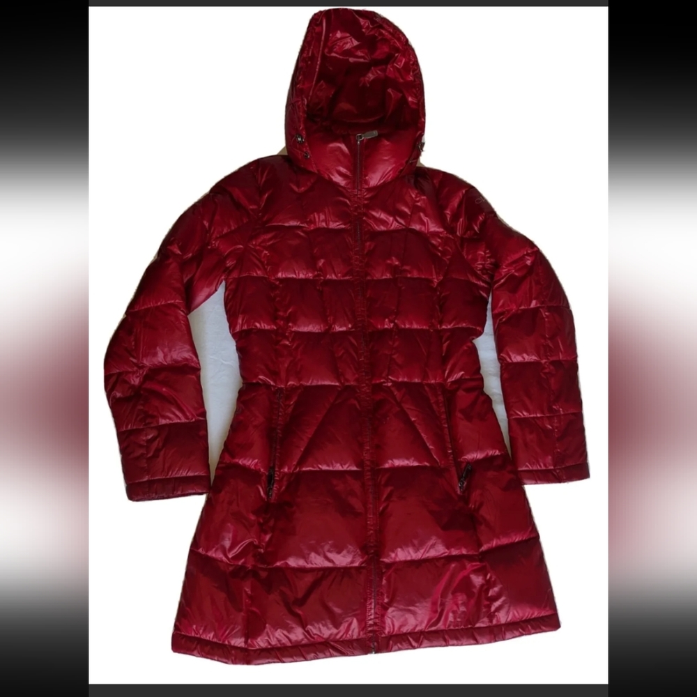 Calvin Klein Puffer Coat Women's Packable Down Red Size S Hooded